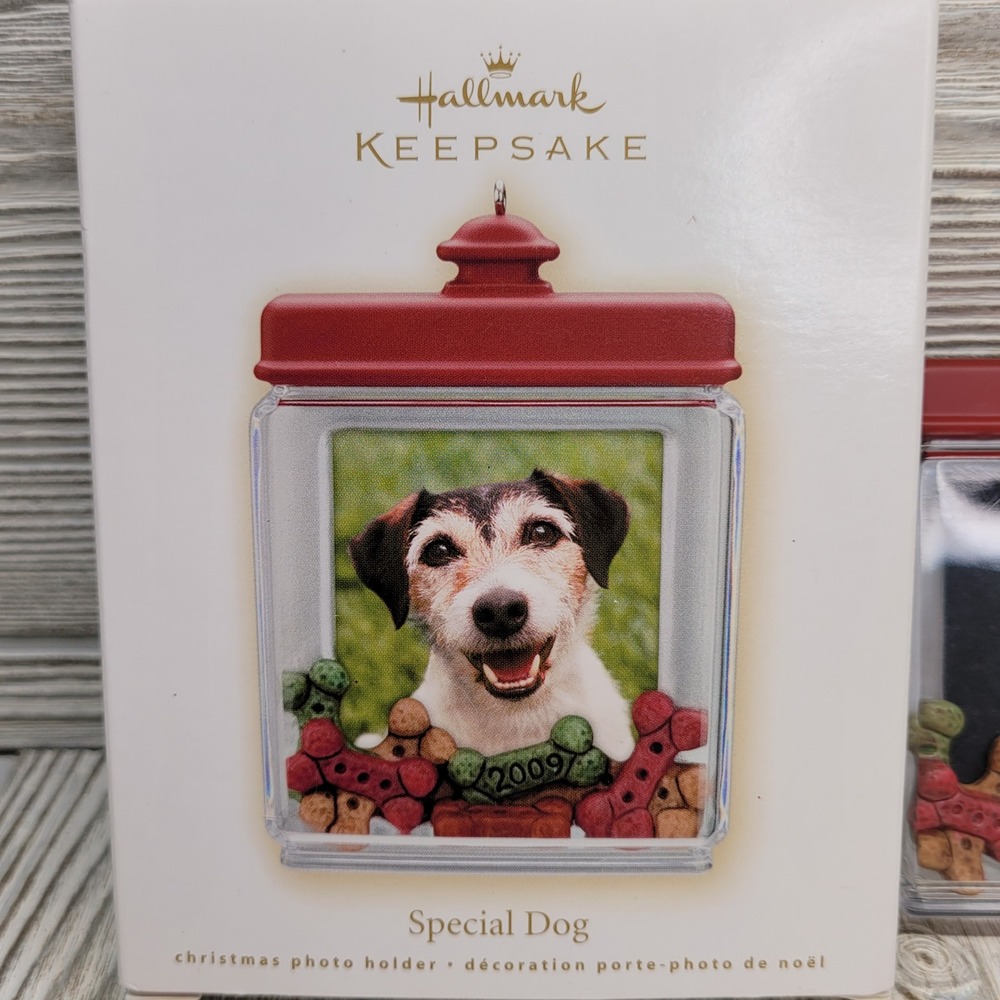 Hallmark Special Dog Treat Jar Photo Frame‎ Christmas Tree Ornament Magnet 2009